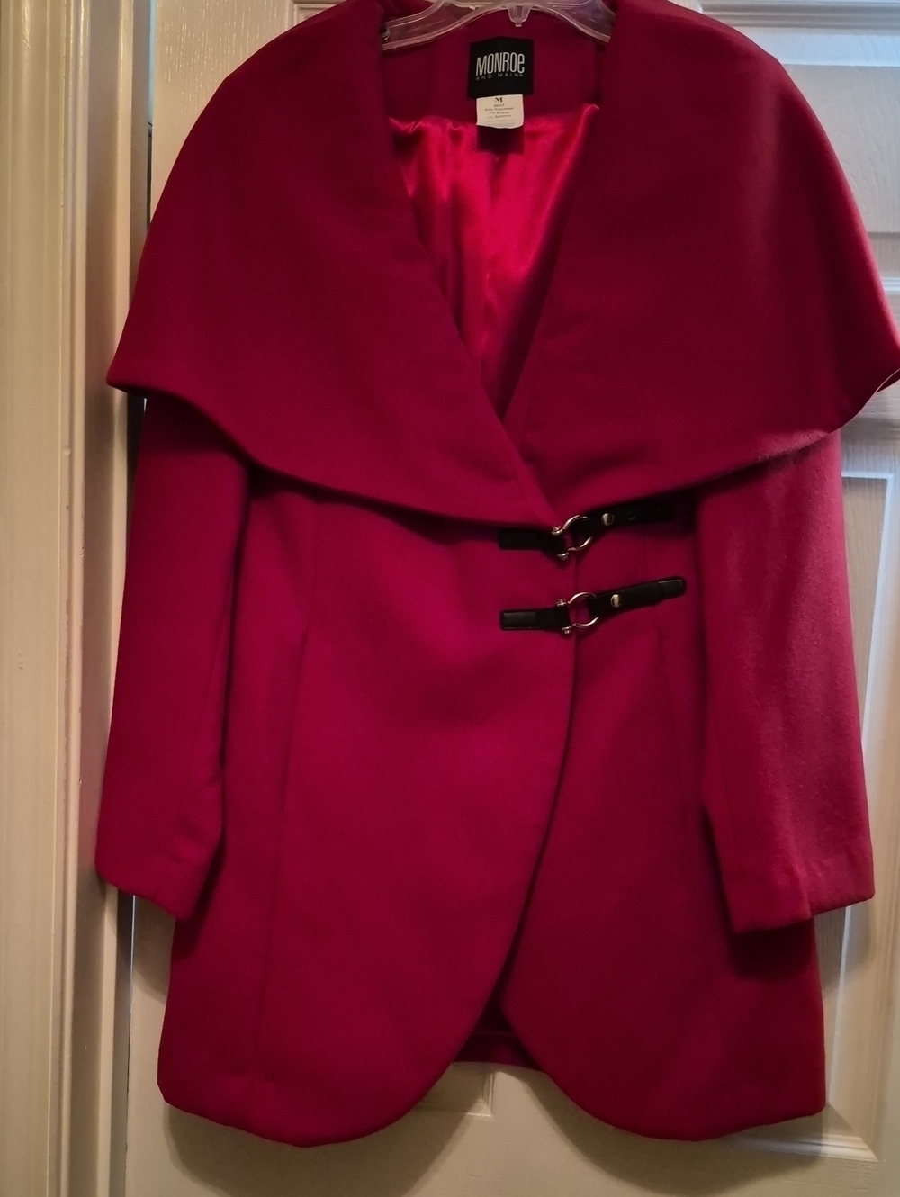 MONROE AND MAIN Red Polyester Blend Cape Coat with Wide Shawl Collar